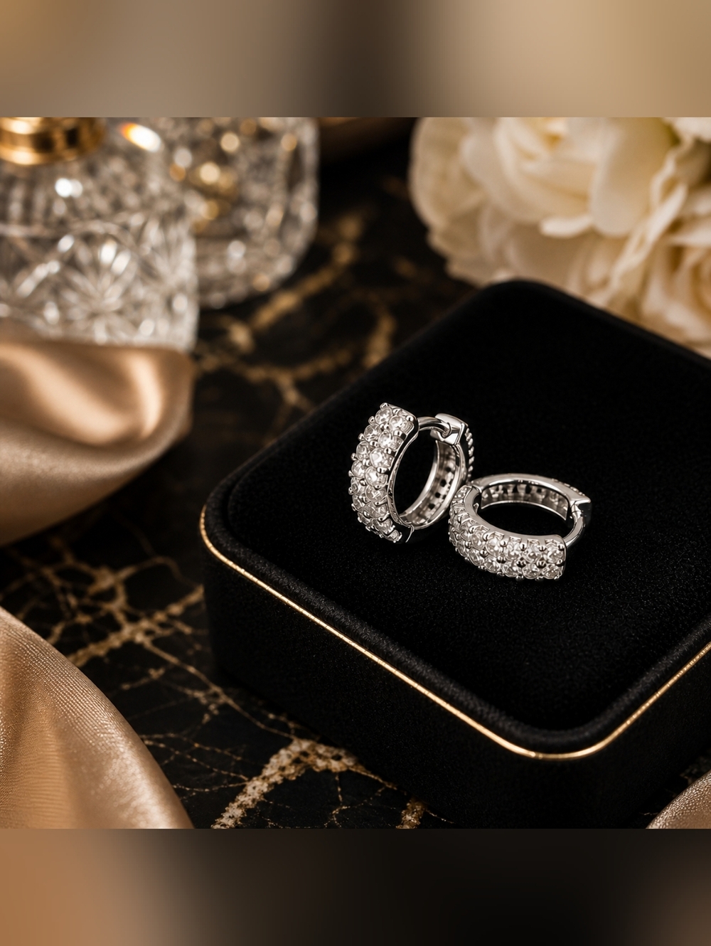 ✨ Sterling Silver Moissanite Huggie Hoop Earrings ✨